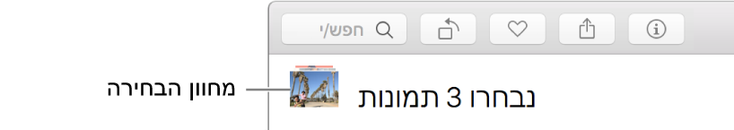 מחוון בחירה המציג ששלוש תמונות נבחרו.