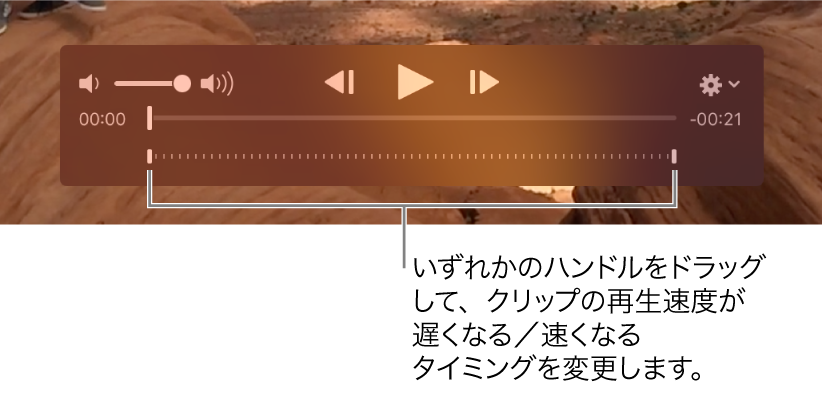 ビデオクリップに表示されたスローモーションコントロール。