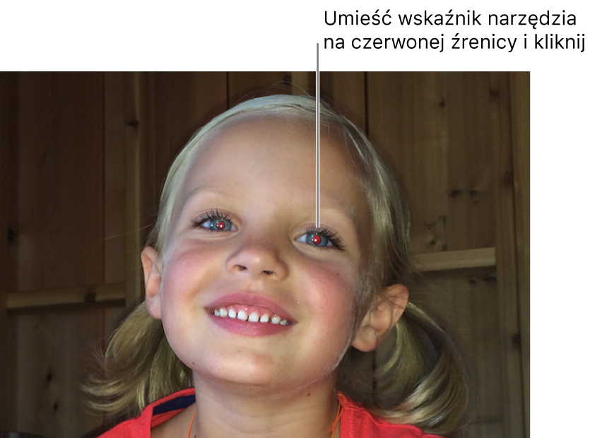 Zdjęcie dziecka z czerwonymi źrenicami.