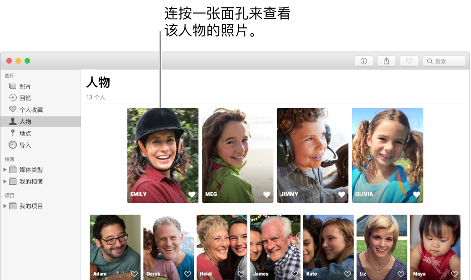 “人物”相簿中的面孔。