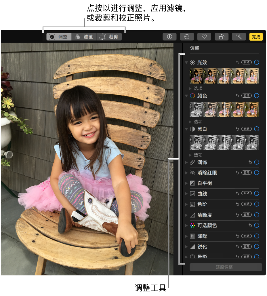 编辑视图中含右侧编辑工具的照片。