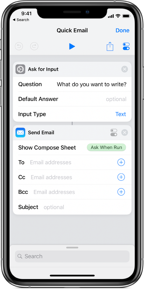 Ask when Run variable token in the Show Compose Sheet field of the Send Email action.