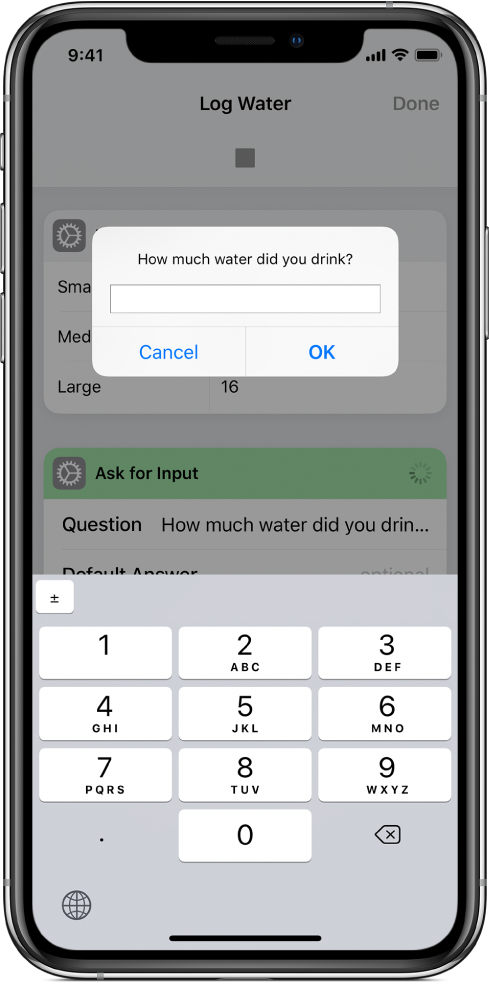 Dialogue asking the user for numerical input opens a numeric keypad instead of a text keyboard.