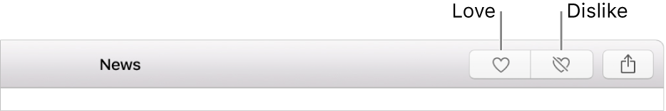 Click the Love or Dislike button in the toolbar of the Apple News window to love or dislike a story.