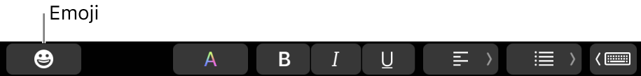 El botó Emoji a la meitat esquerra de la Touch Bar.