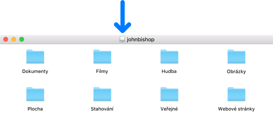 Malá ikona v záhlaví okna s obrazem disku u domovské složky smazaného uživatele