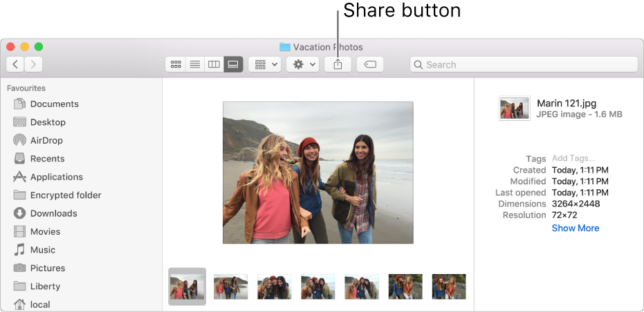 The Share button in a Finder window toolbar.