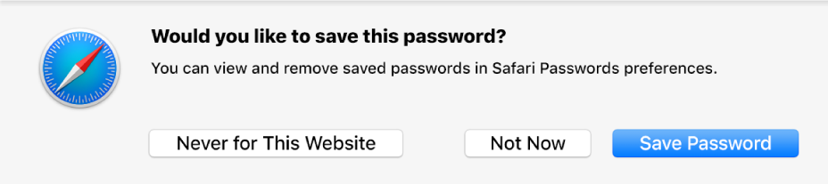 A dialogue asking if you want to save the password for a website.
