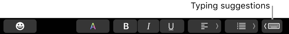 The Typing suggestions button on the right half of the Touch Bar.