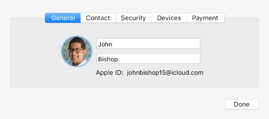 Account Details dialogue of iCloud preferences