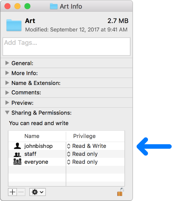 how to change permission to view files on mac