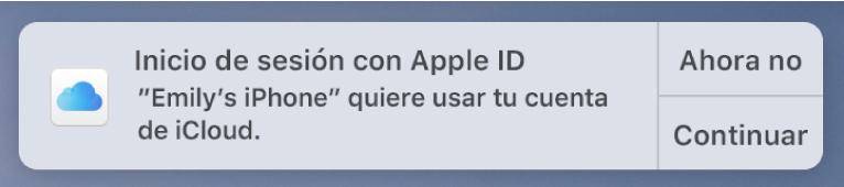 Una notificación del dispositivo que solicita aprobación para el Llavero de iCloud.