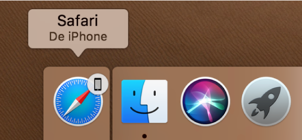 Icône Handoff d’une app à partir d’un iPhone, sur le côté gauche du Dock.