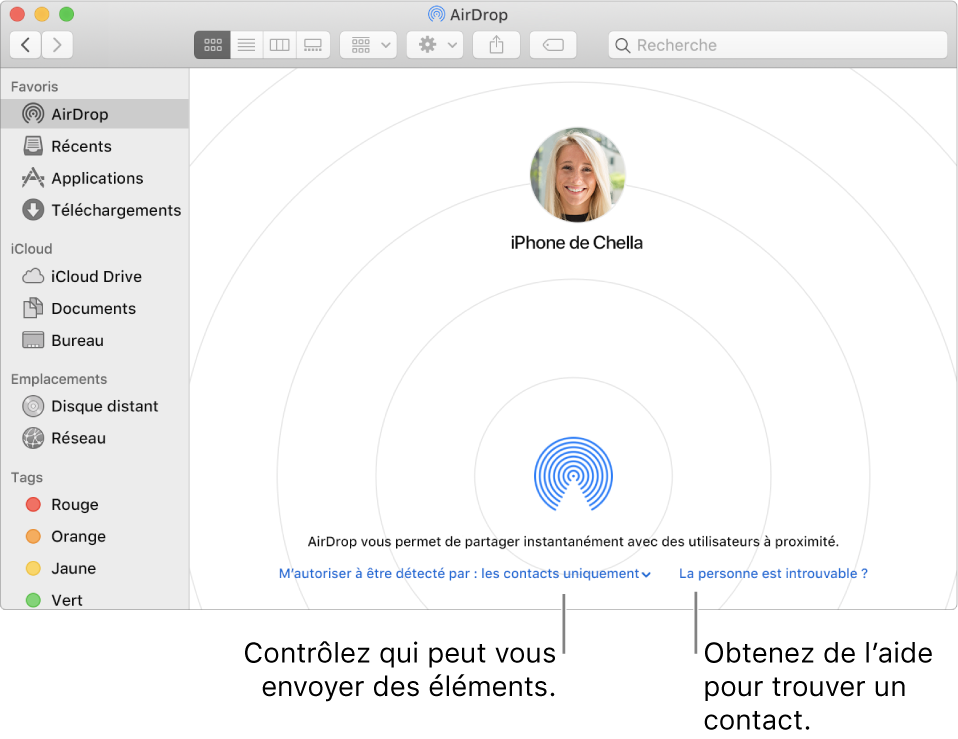 La fenêtre AirDrop.