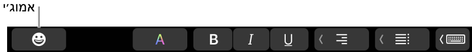 הכפתור ״אמוג׳י״ בחצי השמאלי של ה-Touch Bar.