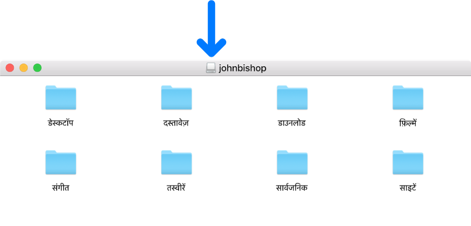 डिलीट किए गए यूज़र के होम फ़ोल्डर के लिए डिस्क छवि विंडो के शीर्षक बार में छोटा आइकॉन।