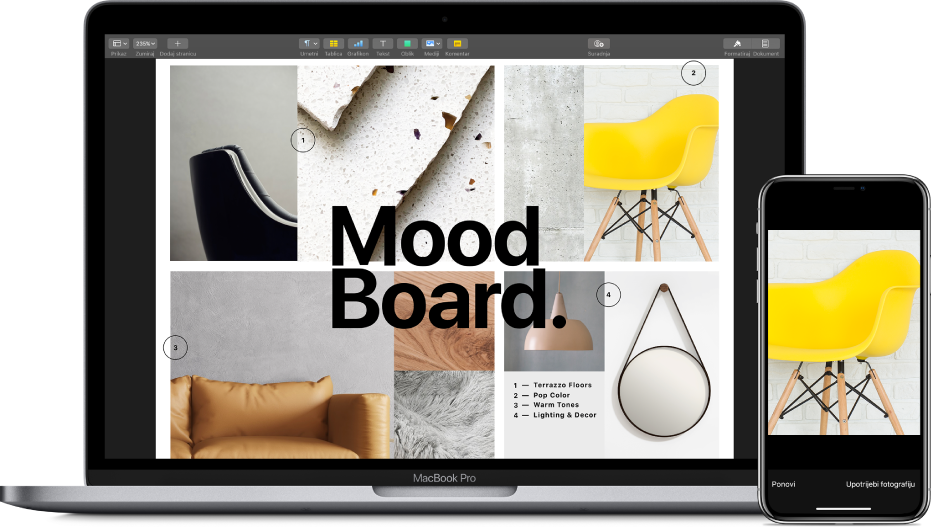 Fotografija na iPhoneu i ista fotografija umetnuta u dokument na Macu.