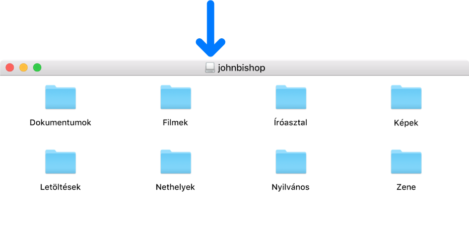 A lemezkép ablakának címsorában lévő kis ikon, amely egy törölt felhasználó saját mappáját jelöli.