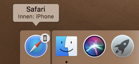 Az alkalmazás Handoff ikonja az iPhone-on a Dock bal oldalán.