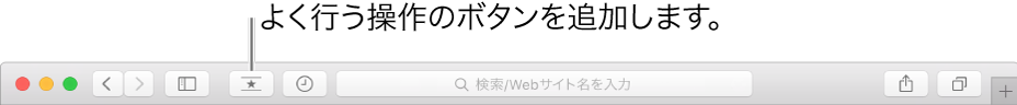 よく使うアクションのために追加できるボタンが表示されているツールバー。