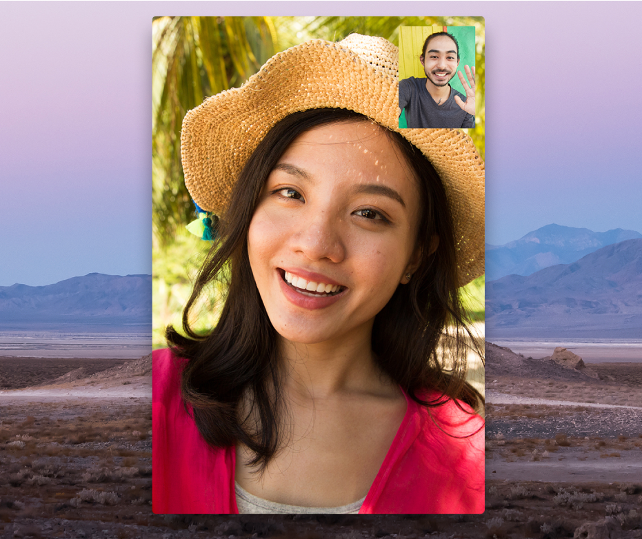 FaceTime-vinduet under et anrop.