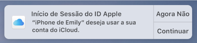 Uma notificação do dispositivo solicitando aprovação para as Chaves do iCloud.