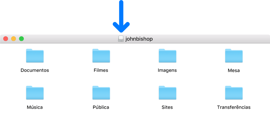 Pequeno ícone na barra de título da janela de imagem de disco para uma pasta pessoal apagada de um usuário.