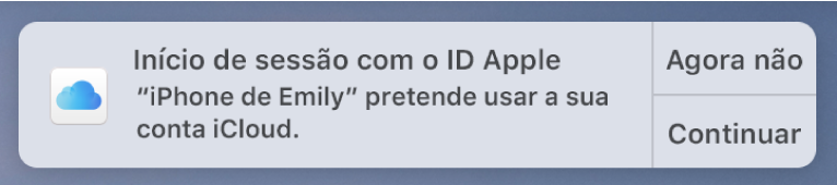 Uma notificação para o dispositivo que requer a aprovação do Porta-chaves iCloud.