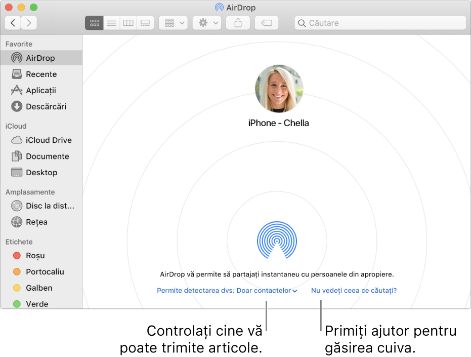 Fereastra AirDrop.