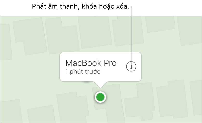 Bản đồ trong Tìm iPhone trên iCloud.com đang hiển thị vị trí của máy Mac.