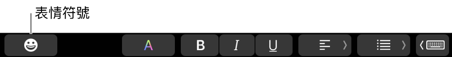 位於觸控列左半邊的「表情符號」按鈕。