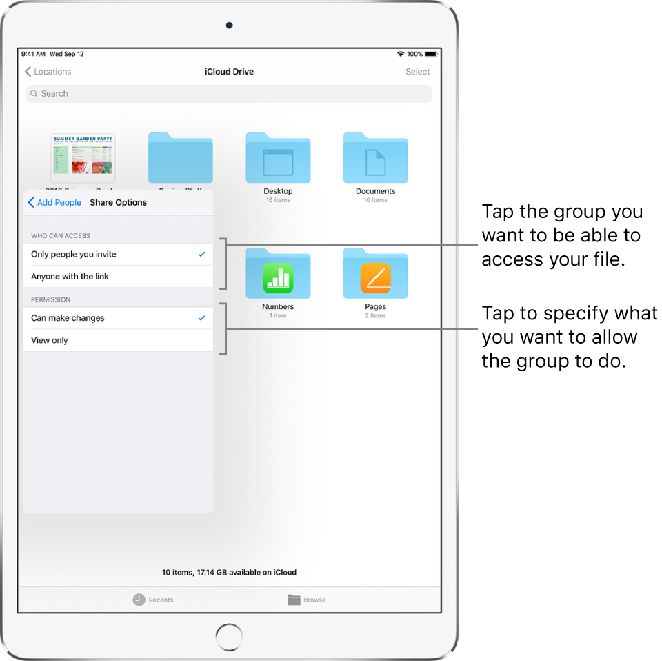 Share files from iCloud Drive on iPad Apple Support
