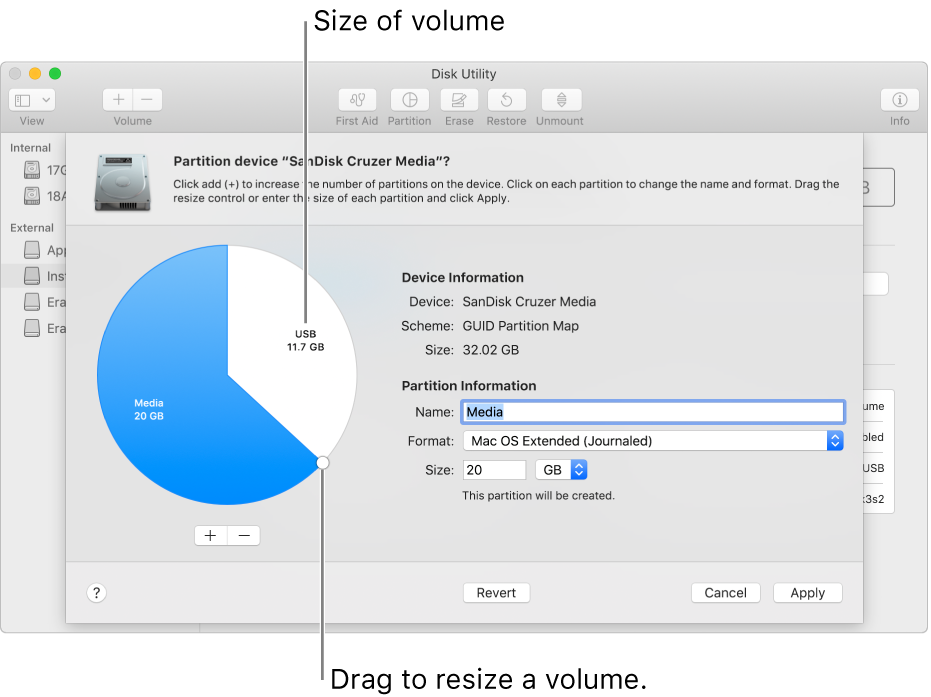 A physical disk with two partitions.