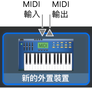 新增外接裝置圖像上方的 MIDI「輸入」或「輸出」接頭。