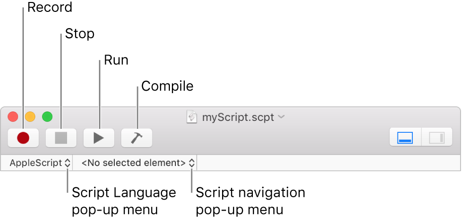 The Script Editor toolbar.