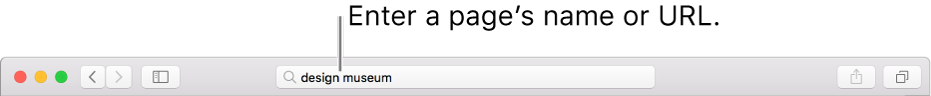 The Safari Smart Search field, where you can enter a page’s name or URL.