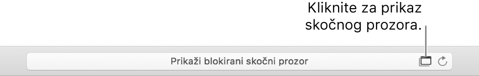 Pametno polje za pretraživanje s prikazom ikone s desne strane za dopuštanje skočnih prozora.