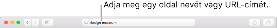 A Safari intelligens keresési mezője, ahol megadhatja a weboldal nevét vagy URL-címét.