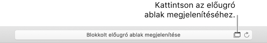 Az Intelligens keresési mező jobb oldalűn egy ikon látható a felugró ablakok megjelenítésének engedélyezéséhez.