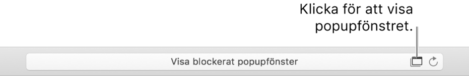 Det smarta sökfältet visar en symbol till höger för att tillåta popupfönster.