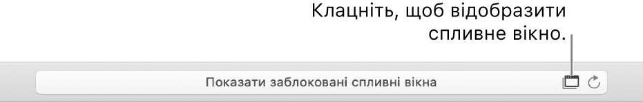 Поле розумного пошуку з іконкою для відображення спливних вікон праворуч.