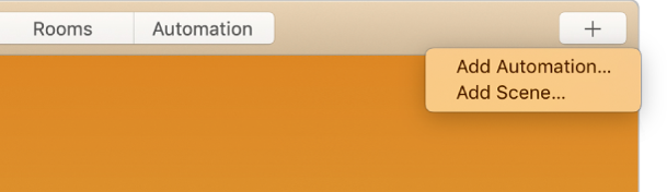 The top-right corner of the Home screen displaying Add Automation and Add Scene from the Add menu.