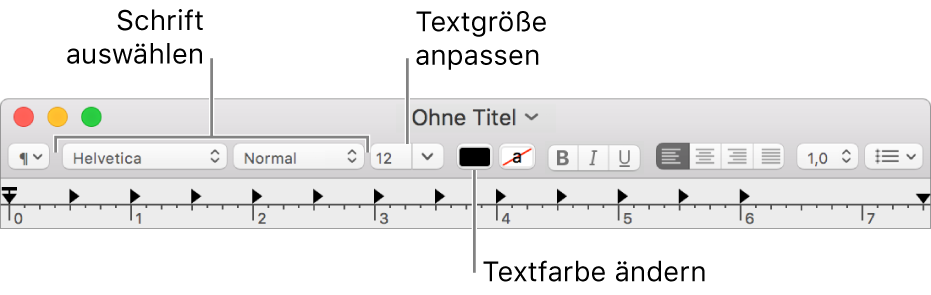 Textgröße, -farbe und Schrift anpassen