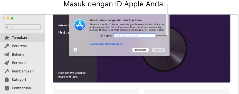 Dialog masuk ID Apple di App Store.