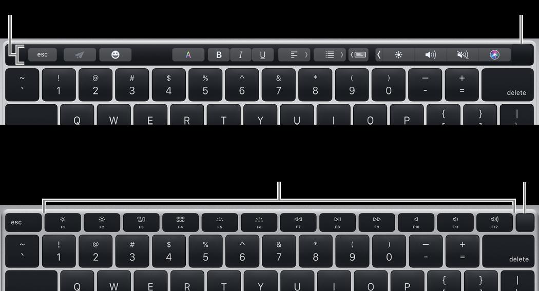 Touch ID znajduje się w prawym górnym rogu klawiatury.