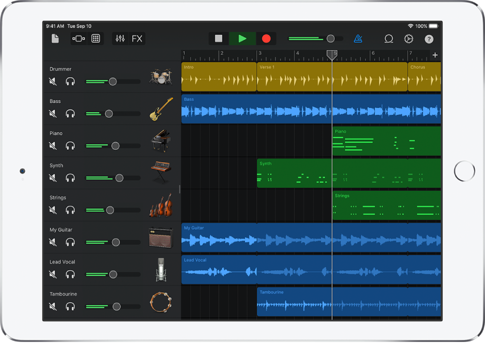 How to share lead vocals from garageband ipad pro