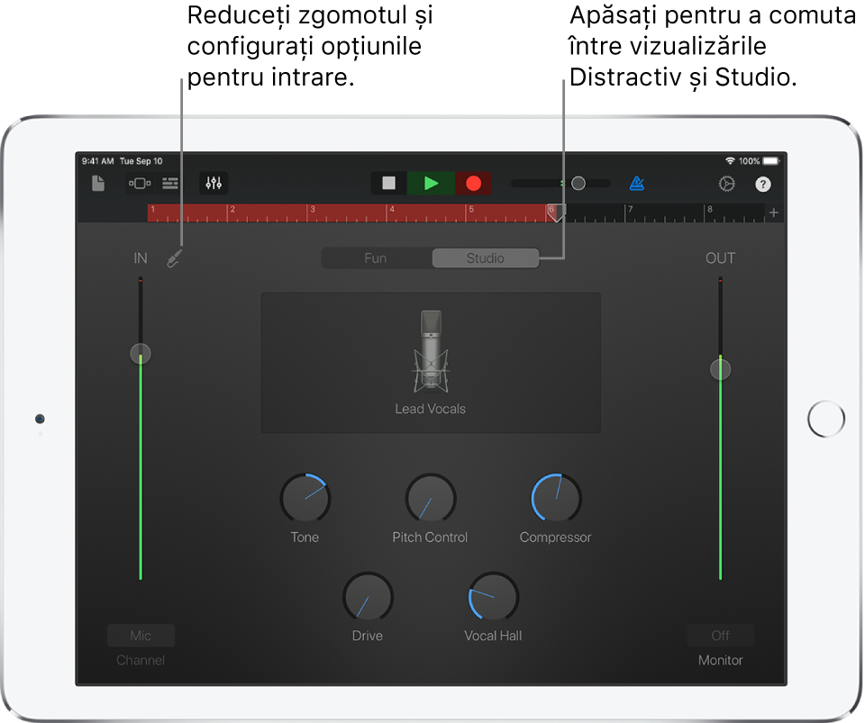 Vizualizarea Studio Recorder audio