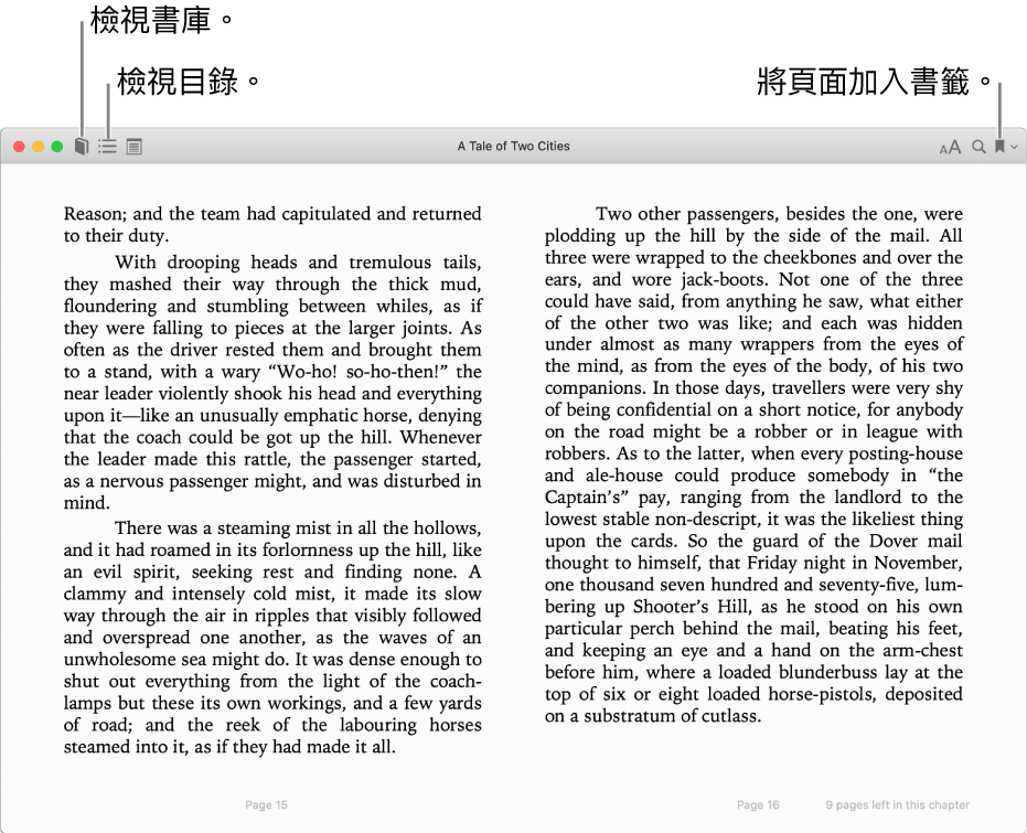 已開啟書籍中的選項。