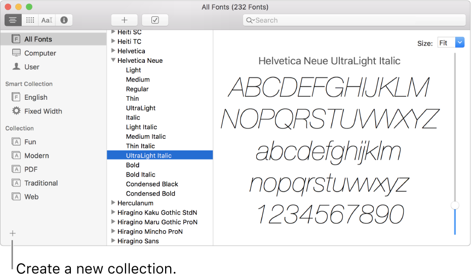 customize font book mac