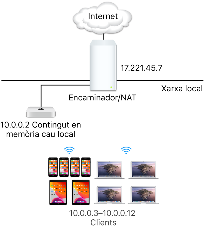 Un servidor d’emmagatzematge en memòria cau amb una sola subxarxa.